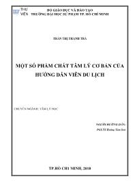 Luận văn Một số phẩm chất tâm lý cơ bản của hướng dẫn viên du lịch