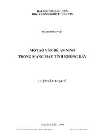 Luận văn Một số vấn đề an ninh trong mạng máy tính không dây