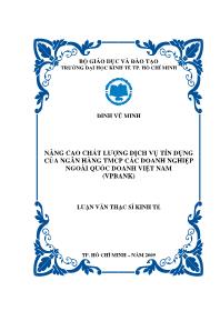Luận văn Nâng cao chất lượng dịch vụ tín dụng của ngân hàng thương mại cổ phần các doanh nghiệp ngoài quốc doanh Việt Nam (vpbank)