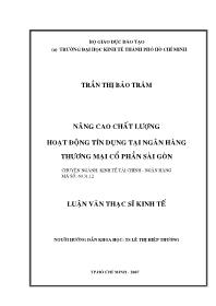 Luận văn Nâng cao chất lượng hoạt động tín dụng tại ngân hàng thương mại cổ phần Sài Gòn