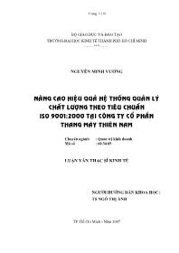 Luận văn Nâng cao hiệu quả hệ thống quản lý chất lượng theo tiêu chuẩn iso 9001:2000 tại công ty cổ phần thang máy Thiên Nam