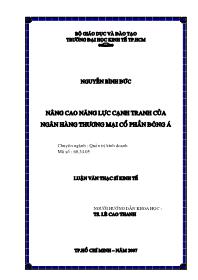 Luận văn Nâng cao năng lực cạnh tranh của ngân hàng thương mại cổ phần Đông Á