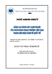 Luận văn Nâng cao năng lực cạnh tranh của ngân hàng ngoại thương Việt Nam trong hội nhập kinh tế quốc tế