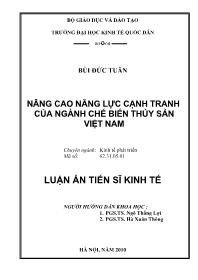 Luận văn Nâng cao năng lực cạnh tranh của ngành chế biến thủy sản Việt Nam