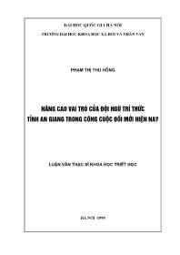 Luận văn Nâng cao vai trò của đội ngũ trí thức tỉnh An Giang trong công cuộc đổi mới hiện nay