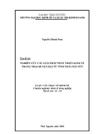 Luận văn Nghiên cứu các giải pháp phát triển kinh tế trang trại huyện Đại Từ tỉnh Thái Nguyên