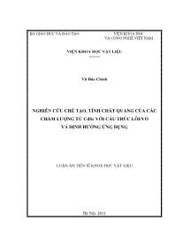 Luận văn Nghiên cứu chế tạo, tính chất quang của các chấm lượng tử cdse với cấu trúc lõi/vỏ và định hướng ứng dụng