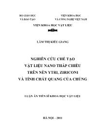 Luận văn Nghiên cứu chế tạo vật liệu nano thấp chiều trên nền ytri, ziriconi và tính chất quang của chúng