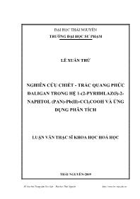 Luận văn Nghiên cứu chiết - Trắc quang phức đaligan trong hệ 1-(2-pyridilazơ)-2-naphtol (pan)-pb(ii)-ccl3 cooh và ứng dụng phân tích