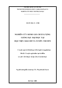 Luận văn Nghiên cứu đánh giá chất lượng giảng dạy đại học tại học viện báo chí và tuyên truyền