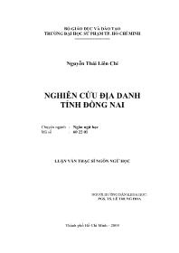 Luận văn Nghiên cứu địa danh tỉnh Đồng Nai