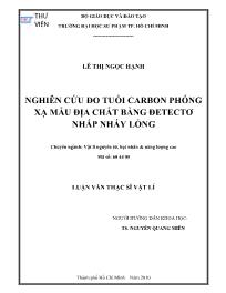 Luận văn Nghiên cứu đo tuổi carbon phóng xạ mẫu địa chất bằng đetectơ nhấp nháy lỏng