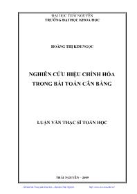 Luận văn Nghiên cứu hiệu chỉnh hóa trong bài toán cân bằng