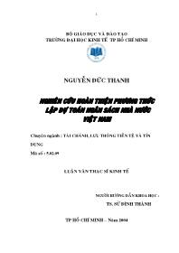 Luận văn Nghiên cứu hoàn thiện phương thức lập dự toán ngân sách nhà nước Việt Nam