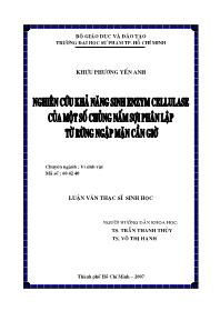 Luận văn Nghiên cứu khả năng sinh enzym cellylase của một số chủng nấm sợi phân lập từ rừng ngập mặn Cần Giờ
