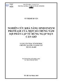 Luận văn Nghiên cứu khả năng sinh enzym protease của một số chủng nấm sợi phân lập từ rừng ngập mặn Cần Giờ