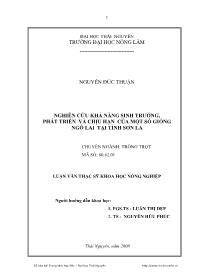 Luận văn Nghiên cứu khả năng sinh trưởng, phát triển và chịu hạn của một số giống ngô lai tại tỉnh Sơn La