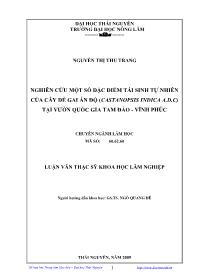Luận văn Nghiên cứu một số đặc điểm tái sinh tự nhiên của cây dẻ gai Ấn Độ (castanopsis indica a.d.c) tại vườn quốc gia Tam Đảo - Vĩnh Phúc