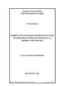 Luận văn Nghiên cứu sự đa dạng di truyền của một số giống đậu tương (glycine max (l.) merrill) địa phương