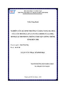 Luận văn Nghiên cứu sự sinh trưởng và khả năng ra hoa của cây hoàng lan (cananga odorata (lamk.) hook.f.& thomson) trồng ở huyện Giồng Trôm, tỉnh Bến Tre