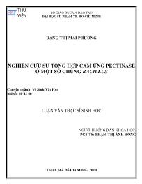 Luận văn Nghiên cứu sự tổng hợp cảm ứng pectinase ở một số chủng bacillus