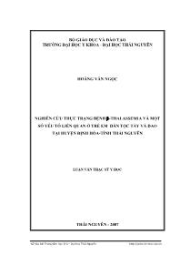 Luận văn Nghiên cứu thực trạng bệnh -Thalassemia và một số yếu tố liên quan ở trẻ em dân tộc tày và dao tại huyện Định Hóa - tỉnh Thái Nguyên