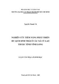 Luận văn Nghiên cứu tiềm năng phát triển du lịch sinh thái ở các xã cù lao thuộc tỉnh Vĩnh Long