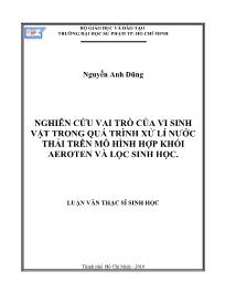 Luận văn Nghiên cứu vai trò của vi sinh vật trong quá trình xử lí nước thải trên mô hình hợp khối aeroten và lọc sinh học