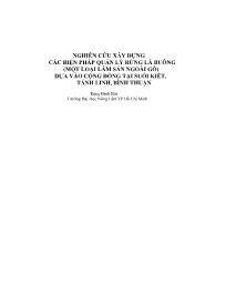 Luận văn Nghiên cứu xây dựng các biện pháp quản lý rừng lá buông (một loại lâm sản ngoài gỗ) dựa vào cộng đồng tại Suối Kiết, Tánh Linh, Bình Thuận