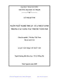 Luận văn Ngôn ngữ nghệ thuật của Nhất Linh trong các sáng tác trước năm 1945