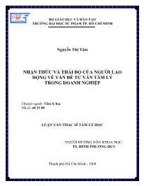 Luận văn Nhận thức và thái độ của người lao động về vấn đề tư vấn tâm lý trong doanh nghiệp