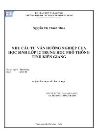 Luận văn Nhu cầu tư vấn hướng nghiệp của học sinh lớp 12 trung học phổ thông tỉnh Kiên Giang