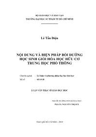 Luận văn Nội dung và biện pháp bồi dưỡng học sinh giỏi hóa học hữu cơ trung học phổ thông