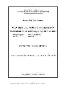 Luận văn Phân tích các nhân tố tác động đến tình hình xuất khẩu gạo tại thành phố Cần Thơ