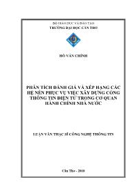 Luận văn Phân tích đánh giá và xếp hạng các hệ nền phục vụviệc xây dựng cổng thông tin điện tử trong cơ quan hành chính nhà nước