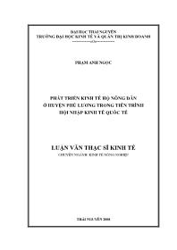Luận văn Phát triển kinh tế hộ nông dân ở huyện Phú Lương trong tiến trình hội nhập kinh tế quốc tế