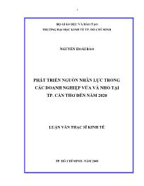 Luận văn Phát triển nguồn nhân lực trong các doanh nghiệp vừa và nhỏ tại thành phố Cần Thơ đến năm 2020