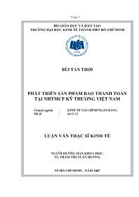Luận văn Phát triển sản phẩm bao thanh toán tại ngân hàng thương mại cổ phần kỹ thương Việt Nam