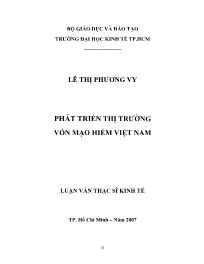 Luận văn Phát triển thịtrường vốn mạo hiểm Việt Nam