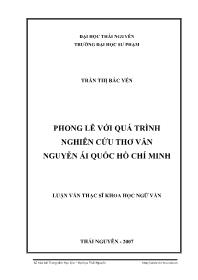 Luận văn Phong Lê với quá trình nghiên cứu thơ văn Nguyễn Ái Quốc Hồ Chí Minh