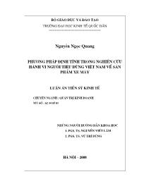 Luận văn Phương pháp định tính trong nghiên cứu hành vi người tiêu dùng Việt Nam về sản phẩm xe máy