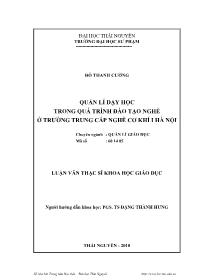 Luận văn Quản lí dạy học trong quá trình đào tạo nghề ở trường trung cấp nghề cơ khí I Hà Nội