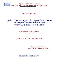 Luận văn Quản lý hoạt động đào tạo của trường tư thục ngoại ngữ Việt Anh tại thành phố Hồ Chí Minh