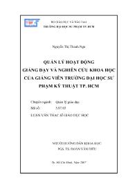Luận văn Quản lý hoạt động giảng dạy và nghiên cứu khoa học của giảng viên trường đại học sư phạm kỹ thuật thành phố Hồ Chí Minh