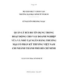 Luận văn Quản lý rủi ro tín dụng trong hoạt động cho vay doanh nghiệp vừa và nhỏ tại ngân hàng thương mại cổ phần kỹ thương Việt Nam chi nhánh thành phố Hồ Chí Minh