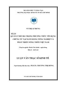 Luận văn Quản lý rủi ro trong phương thức tín dụng chứng từ tại ngân hàng nông nghiệp và phát triển nông thôn Việt Nam