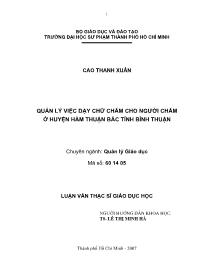 Luận văn Quản lý việc dạy chữ chăm cho người chăm ở huyện Hàm Thuận Bắc tỉnh Bình Thuận