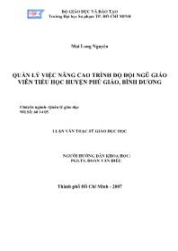 Luận văn Quản lý việc nâng cao trình độ đội ngũ giáo viên tiểu học huyện Phú Giáo, Bình Dương