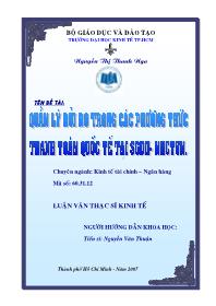 Luận văn Quy trình quản lý rủi ro trong các phương thức thanh toán quốc tế tại sở giao dịch II - Ngân hàng công thương Việt Nam