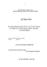 Luận văn Rủi ro trong sản xuất và xuất khẩu cà phê của Việt Nam- Thực trạng và giải pháp
